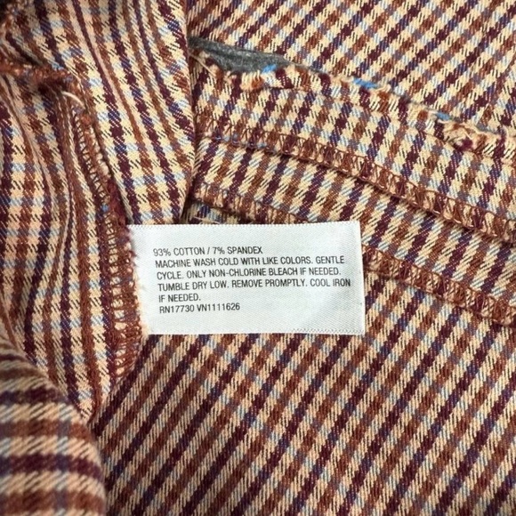 Women’s Checkered Slack Pants Brown & White Gingham Pull-On Skinny Pants size 16 - Picture 7 of 8